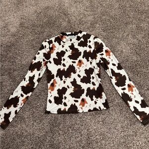 Cow Print Long Sleeve Top